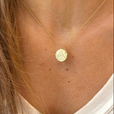 Textured and Engraved Gold Medallion Necklace