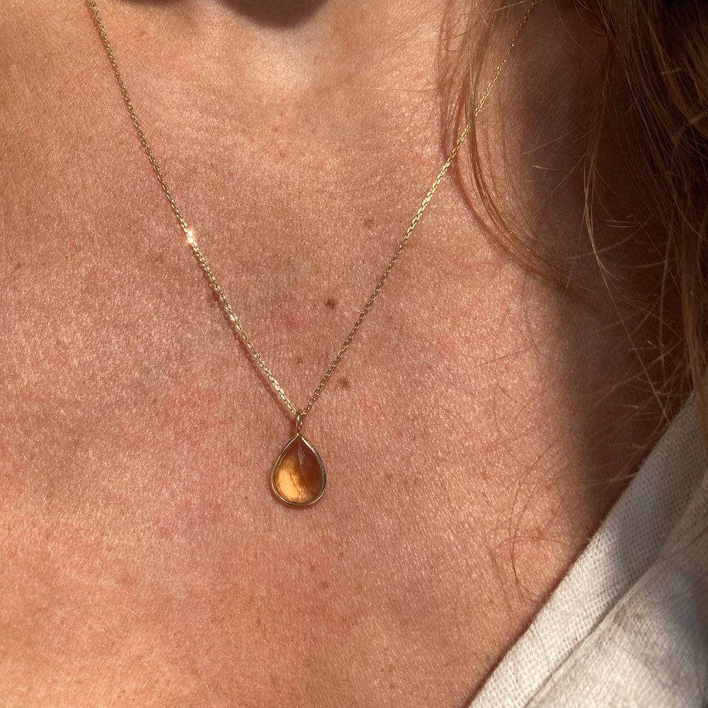 Pear Shaped Bezel Set Citrine Necklace