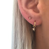 Tiny Gold Star Stud Earring and Gold Hoop Earring with Diamond Star Charm