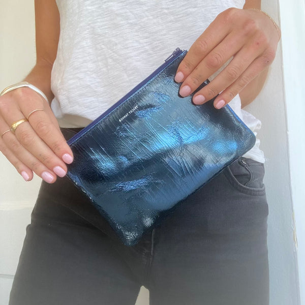 FOIL MIDNIGHT ZIP POUCH