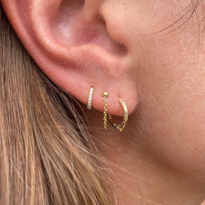 Textured Gold Snake Huggie Hoop Earrings