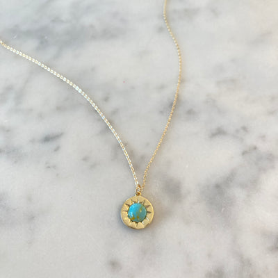 Turquoise Cabochon Sunburst Necklace