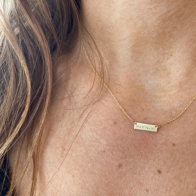 Tiny Bar Necklace Engraved with Coordinates