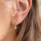 Opal and Pave Diamond Huggie Hoop Earrings