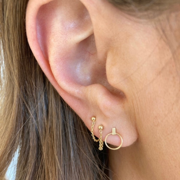 Gold Wire Open Circle Stud Earrings