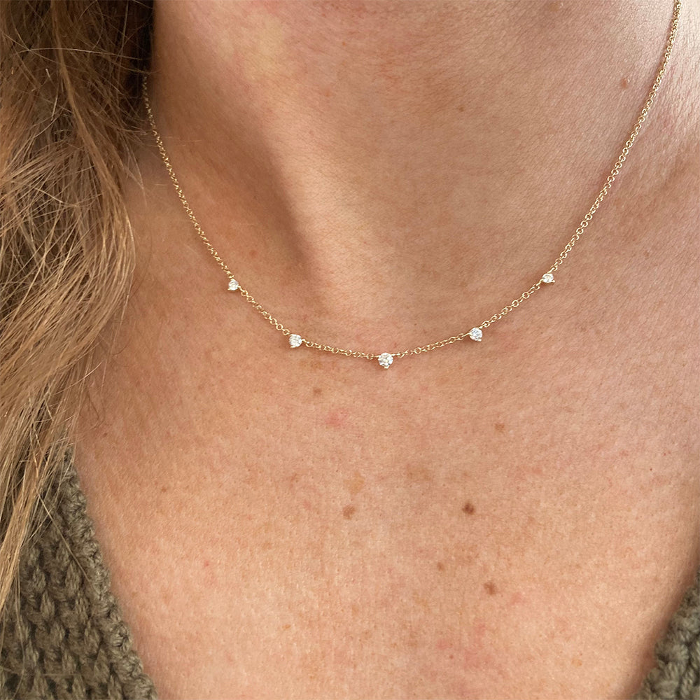 Diamond Chip Floral Chain Necklace – filigreecharleston