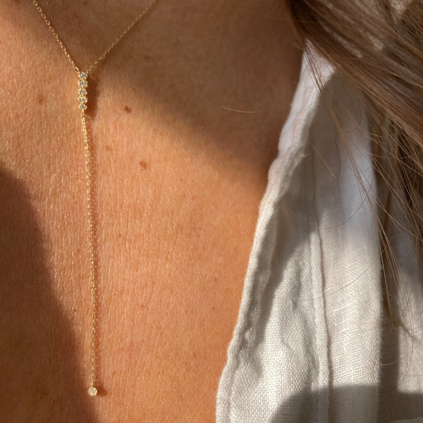 Delicate Diamond Lariat Y Necklace