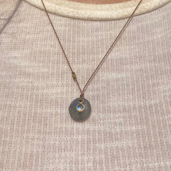 LABRADORITE & MOONSTONE PENDANT NECKLACE