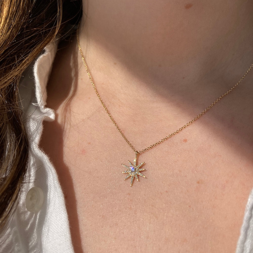 Sunburst Starburst Diamond Necklace