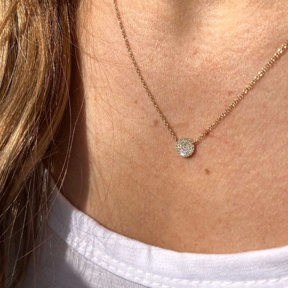 Pave Diamond Disc Necklace