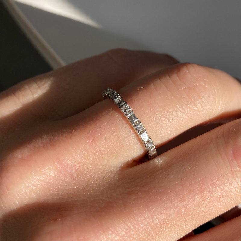 Dana Rebecca Sadie Pearl Diamond Vertical Baguette Eternity Ring
