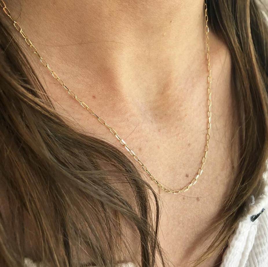 Diamond Cut Paperclip Link Chain Necklace