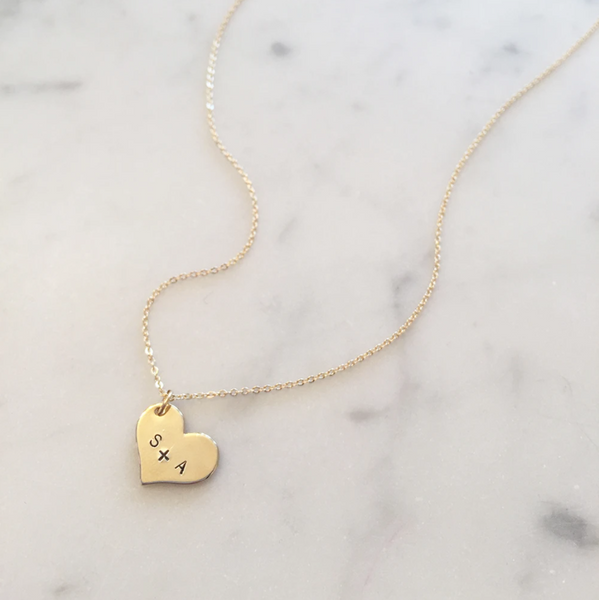 Gold Heart Charm with Initials
