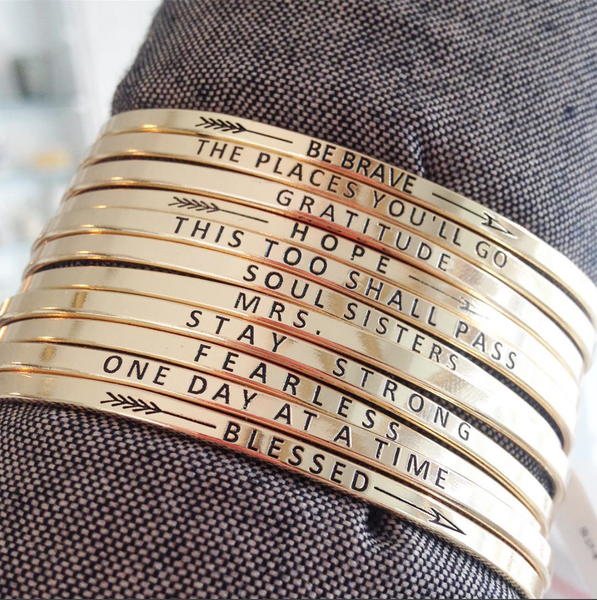 Thin Gold Quote Bangle