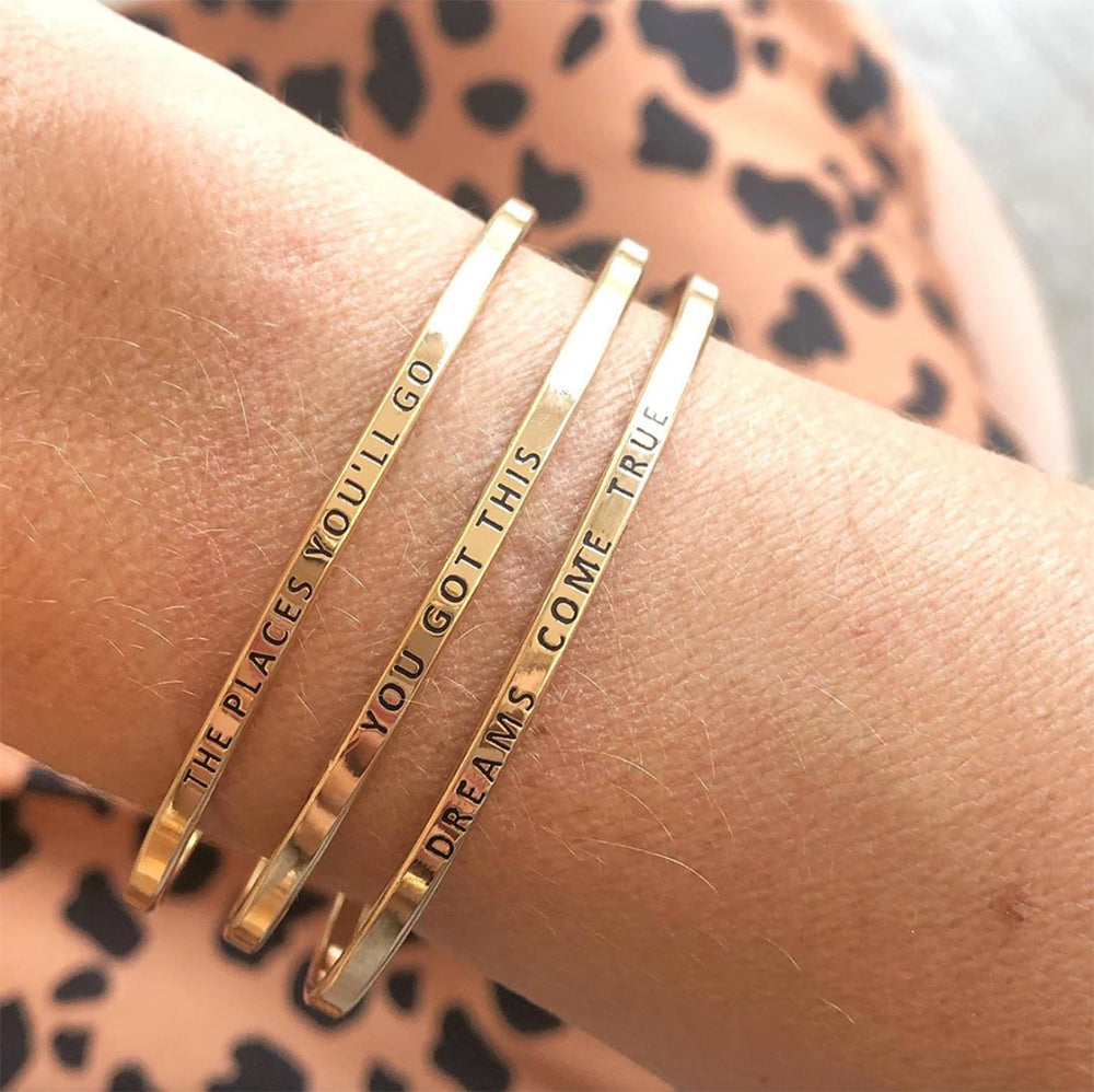 Thin Gold Quote Bangle