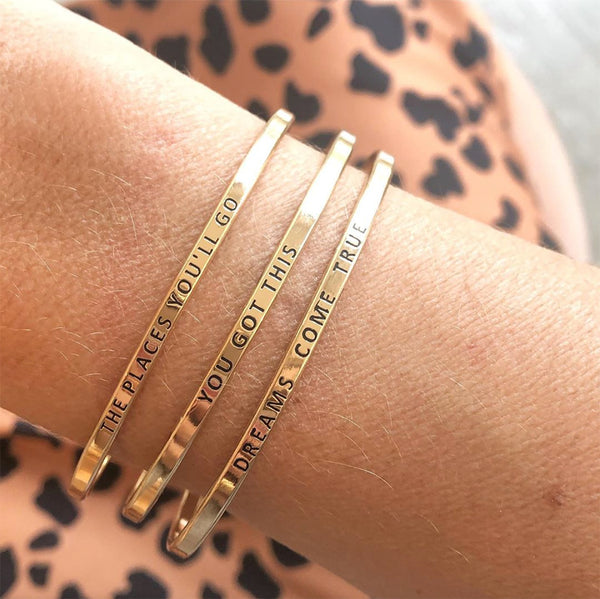 Thin Gold Quote Bangle