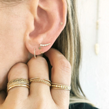 Gold Rings Stacked and Gold and Diamond Earrings