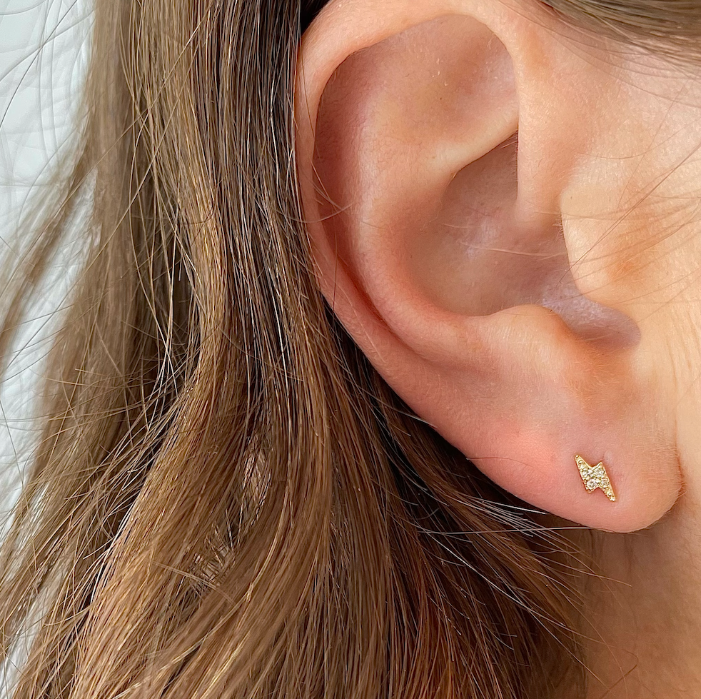 Diamond Lightning Bolt Stud Earrings