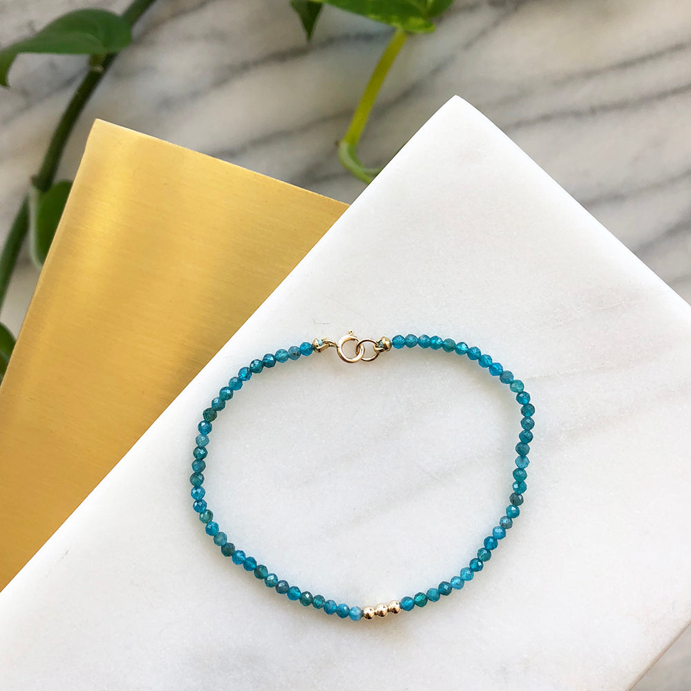 Apatite Gemstone Beaded Bracelet
