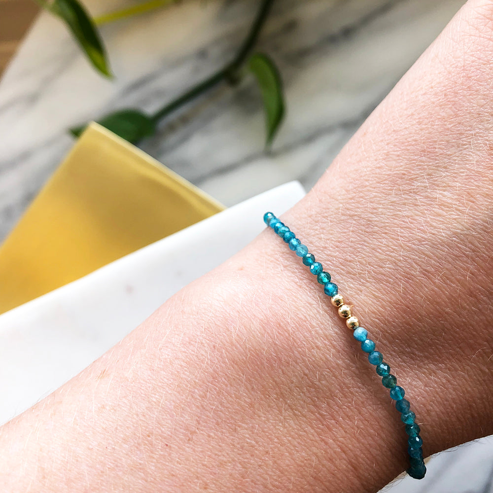 Apatite Gemstone Beaded Bracelet