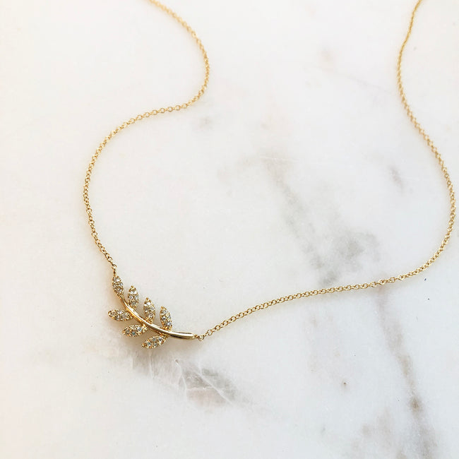 Diamond Olive Branch Necklace