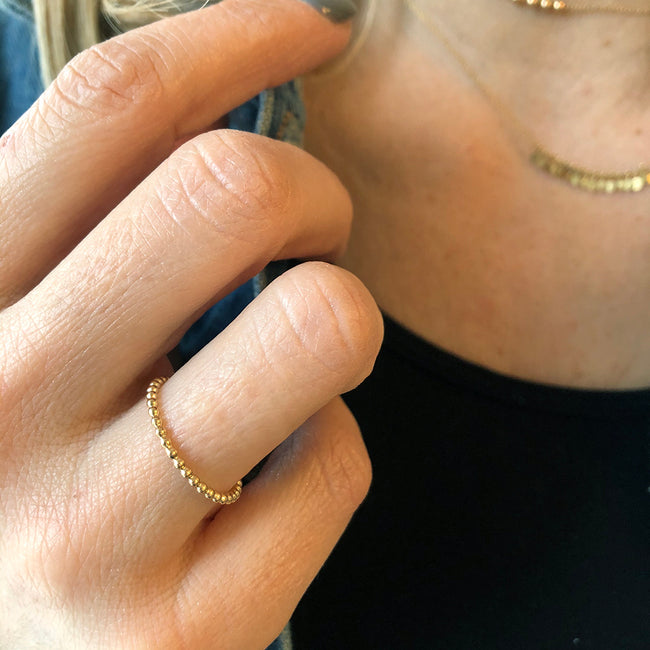 Gold Beaded Stacker Ring