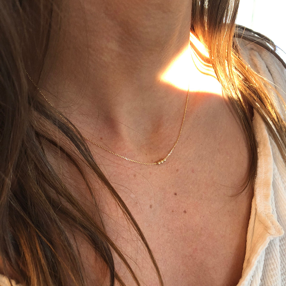 Three Gold Bead Adjustable Necklace