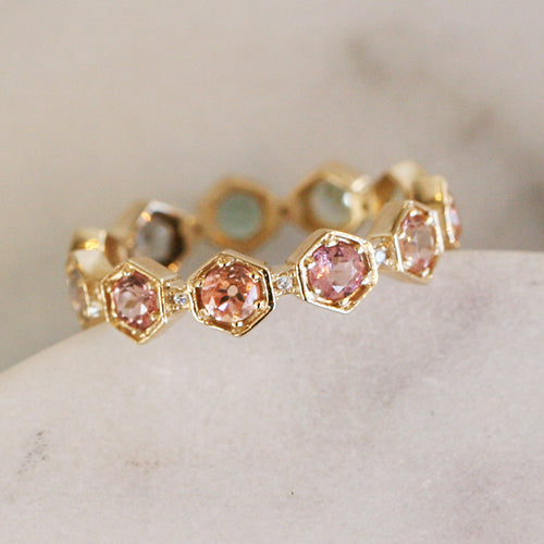 Ombre Tourmaline Hexagon Carina Eternity Band by Katie Diamond