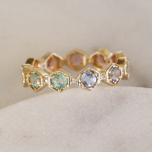 Ombre Tourmaline Hexagon Carina Eternity Band by Katie Diamond