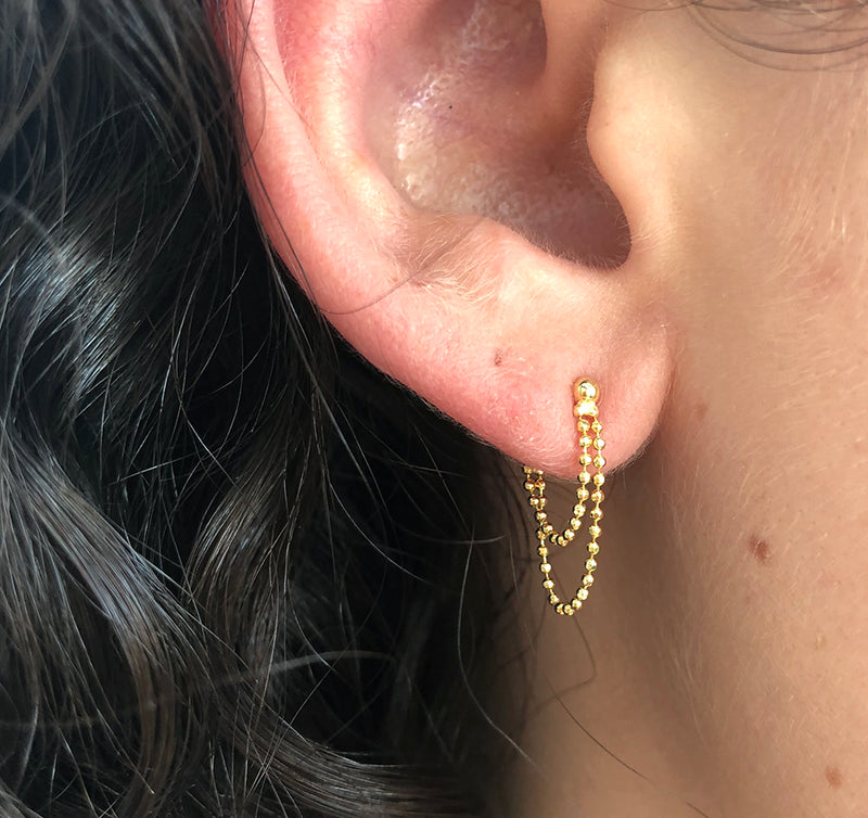 Double Piercing Chain Earrings | Womens Fashion Chain Earring - New Arrival  Ear - Aliexpress