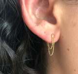 Double Chain Front to Back Stud Earrings