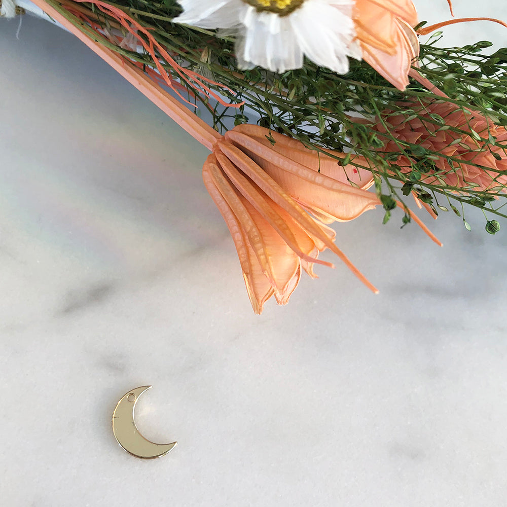 Crescent Moon Gold Charm