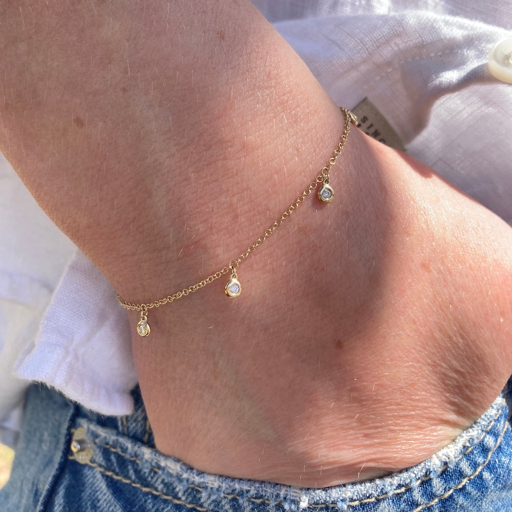 Bezel Set Diamond Station Bracelet