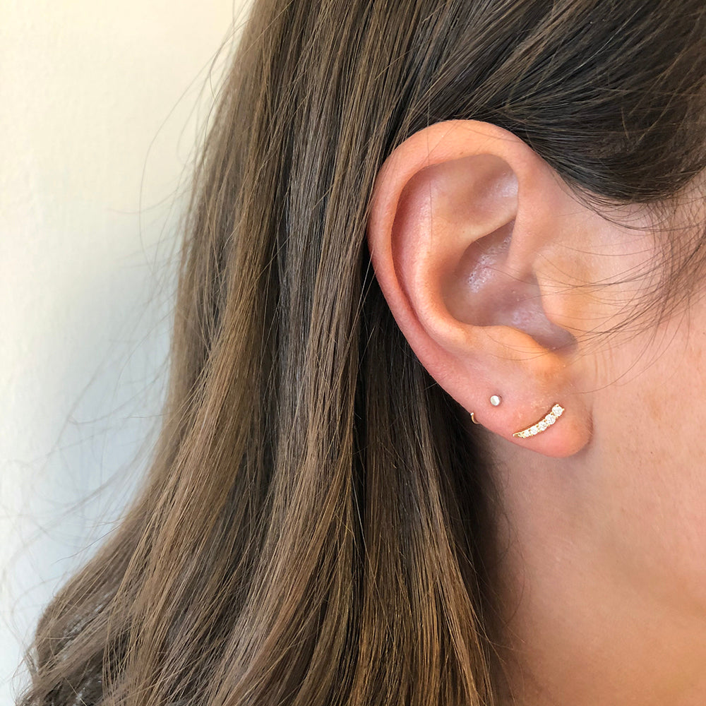 Diamond Tusk Shaped Stud Earring