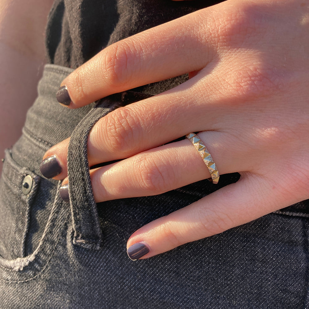 Gold Studded Eternity Band with Pave Diamonds