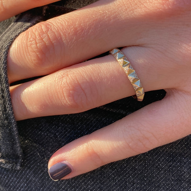 Gold Studded Eternity Band with Pave Diamonds