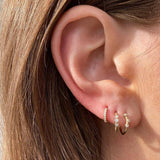 Three Sizes and Styles of Diamond Huggie Hoop Earrings
