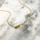 Gold Bar Necklace engraved with WOLFPACK