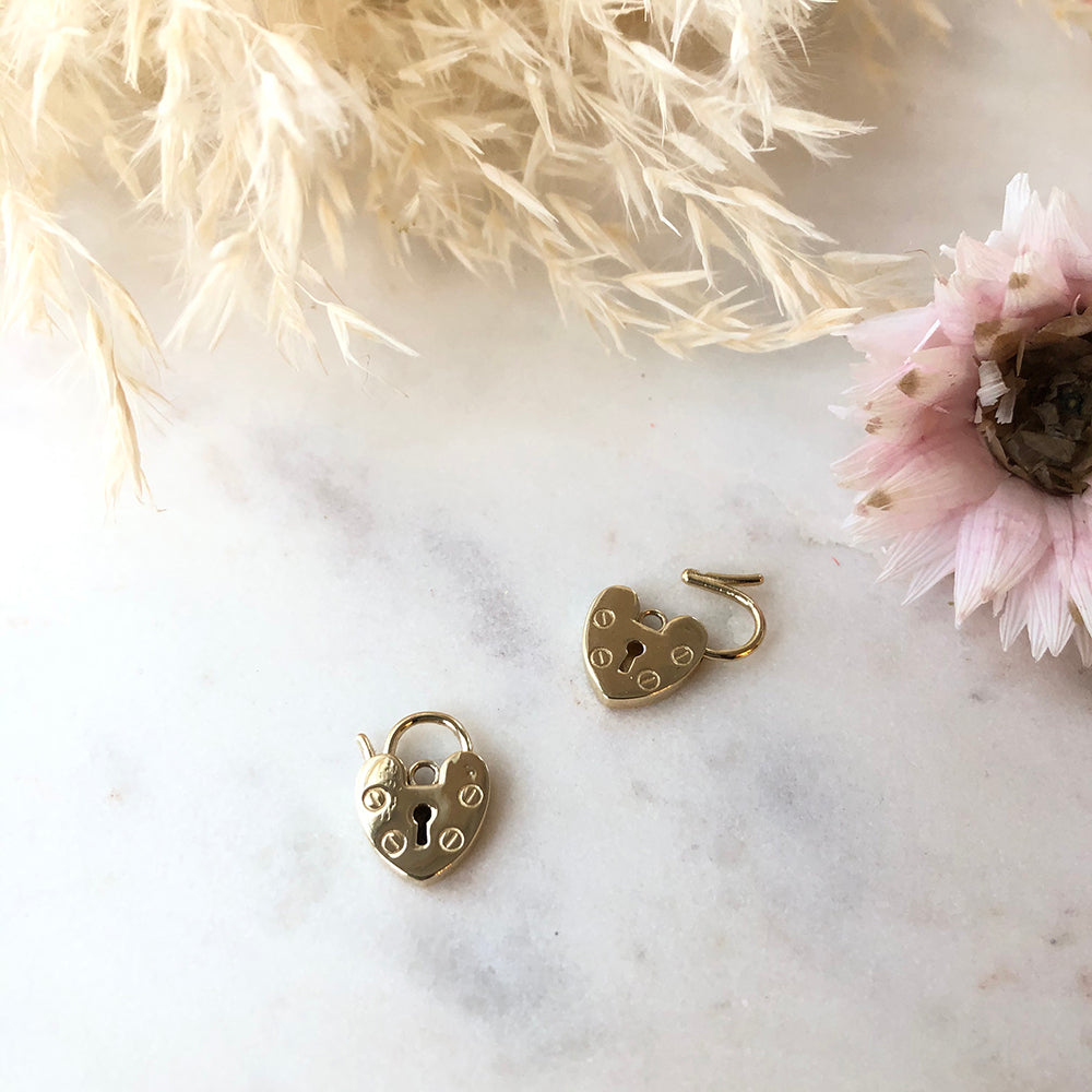 Gold Heart Padlock Clasp or Pendant