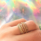 Stack of Thin Gold Textured Rings