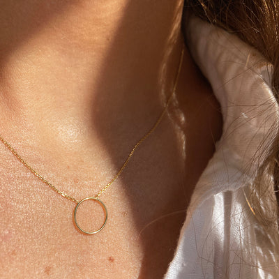 Gold Wire Open Circle Necklace