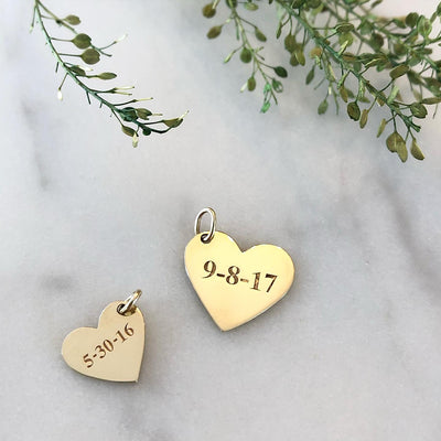 Two Engraved Heart Charms with Dates