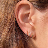 Three Sizes of Gold and Diamond Huggie Hoop Earrings