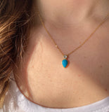 Turquoise and Diamond Pear Shaped Necklace
