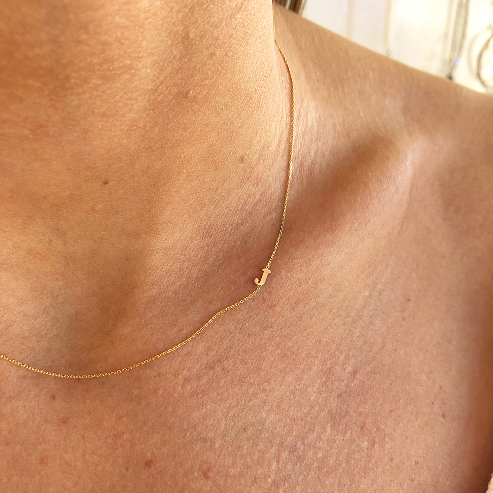 Tiny Gold Letter Initial Necklace