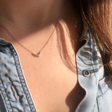 Round and Pear Shaped Diamond Curved Necklace