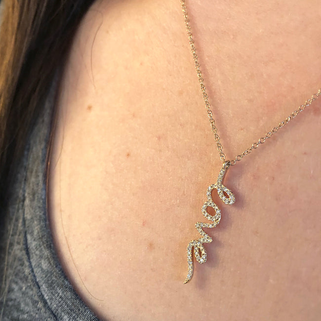 Script Vertical Love Diamond Necklace