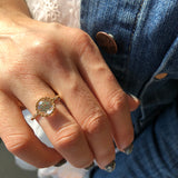 White Topaz Textured Bezel Set Engagement Ring