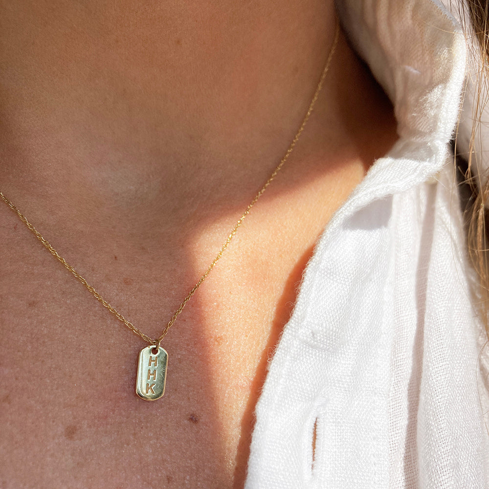 Tiny Engraved Tag Necklace