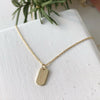 Tiny Gold Tag Necklace Engraved with Gothic Font